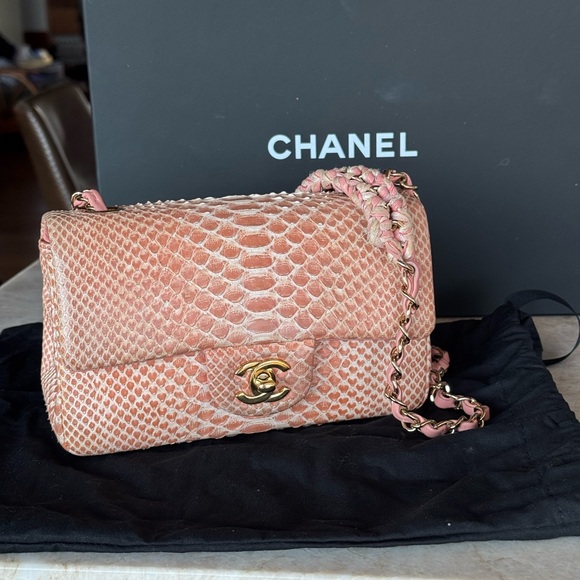 CHANEL Handbags - Chanel Salmon Pink Mini Rectangular Classic Flap Bag in Exotic Leather